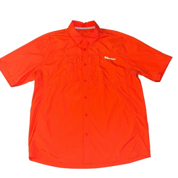 📌Cabela’s Guidewear Men’s Short Sleeve Fishing Shirt Size Large Orange - Picture 2 of 10